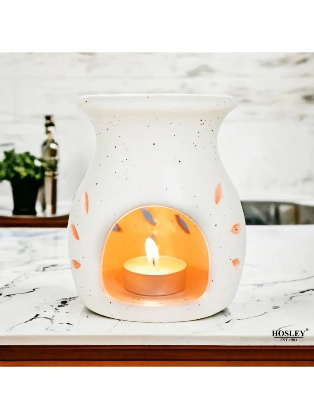 Elegant Ceramic Oil Warmers Set of 3 - Leaf Pattern, Tealight Compatible